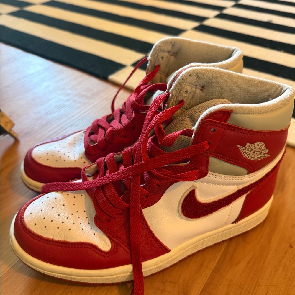 Nike Air Jordan’s Red and White High-Top Sneakers